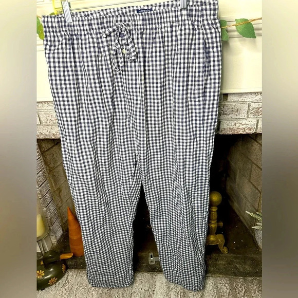 Crown & Ivy Men’s loungewear pajama bottoms size Large blue and white checkered - Picture 1 of 3